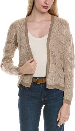 Sofiacashmere Two Tone Brioche Cable Wool & Cashmere-Blend Cardigan