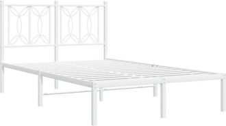 vidaXL Metal Bed Frame without Mattress with Headboard White 120x200cm Vidaxl