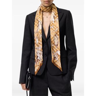 Burberry Silk House Check with Paws on Parade Print Scarf - Beige