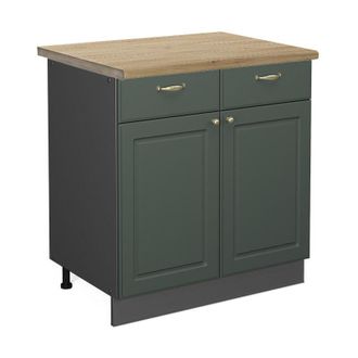 Vicco Mueble Bajo De Cocina Fame-line, Verde Dorado Casa De Campo, 80 Cm, Et Roble