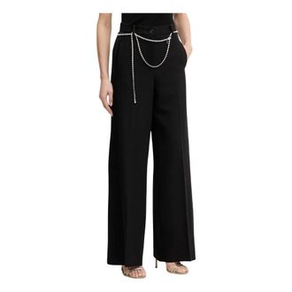 Pinko Wijde Viscose Broek - Dames - Wijde Broeken - Zwart - M - Broeken