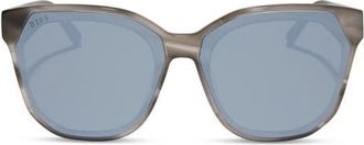 DIFF Eyewear Gia 62mm Oversize Square Sunglasses in Smoke Marble /Grey Silver at Nordstrom