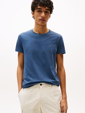 Tommy Hilfiger T-Shirt TOMMY HILFIGER STRETCH SLIM FIT TEE, Herren, Gr. 3XL, blau (aegean sea), Jersey, Obermaterial: 96% Baumwolle, 4% Elasthan, slim fit normal, Ru