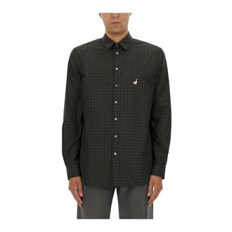 Moschino Overhemden, Heren, Veelkleurig, M, Katoen, Shirt met Ganzenbord-borduurwerk