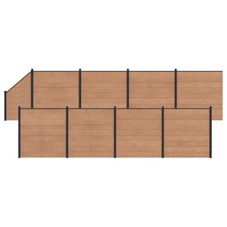vidaXL Panel De Valla 9 Pcs Wpc Y Aluminio Marr&oacute;n Vidaxl
