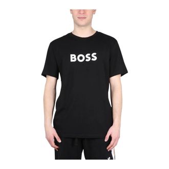 HUGO BOSS Tops, Heren, Zwart, M, Katoen, Katoenen jersey T-shirt met logoprint