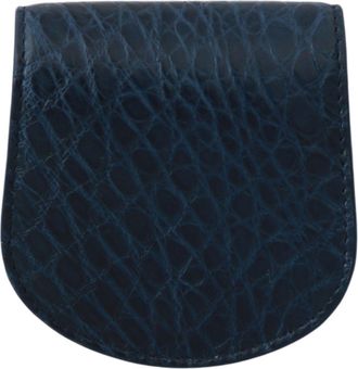 Dolce & Gabbana Mens Blue Holder Pocket Wallet Exotic Skin Condom Case Caimano Leather