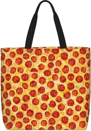 Generic Women Handbag Pepperoni Pizza Travel Tote Bag Reusable Lightweight Beach Travel Bags, For Graduation, Gym, Holiday, Wedding, Daily