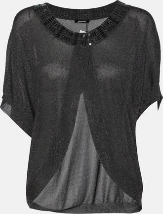 Elena Miro Grey Shimmered Lurex Knit Shrug Top