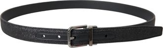 Dolce & Gabbana Womens Black Glittered Leather Silver Buckle Belt