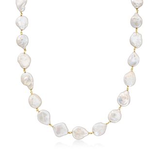 Ross-Simons 6-11mm Cultured Baroque Pearl Toggle Necklace in 18kt Gold Over Sterling