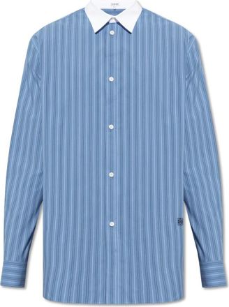 Loewe Casual Shirts, male, Blue, Size: 2XL Cotton shirt