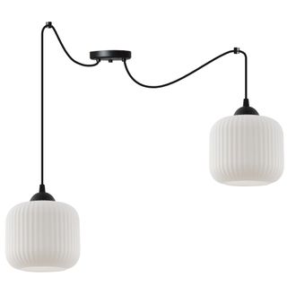 OEM L&aacute;mpara Colgante Spider Riffle Negra 2 Pantallas Cilindricas Planas Blancas E27