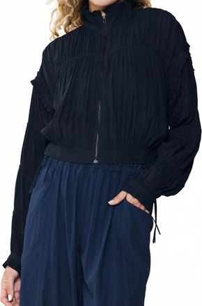 Current Air Shirred Sleeve Jacket In Black