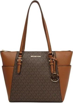 Michael Kors Charlotte Grote Rits Tote - Dames - Shoppers - Bruin - ONE Size - Polyester - Tassen