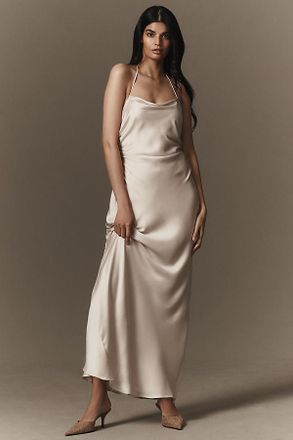 BHLDN Saylor Cowl-Neck Satin Maxi Dress