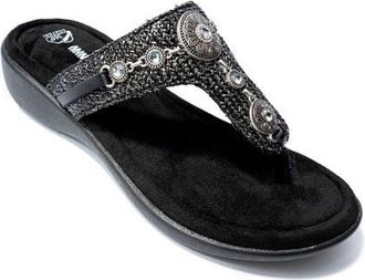 Minnetonka Brecca Flip Flop in Black Metallic at Nordstrom, Size 10