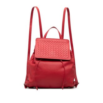 Bottega Veneta Red Color Leather Backpack (Pre-Owned)