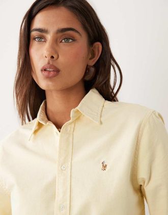 Polo Ralph Lauren Camicia Oxford classica gialla con logo-Giallo