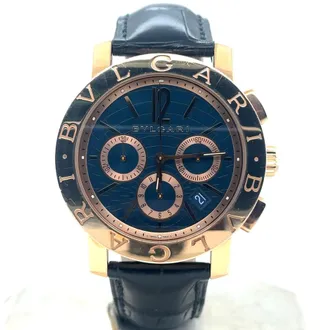 Bulgari Pre-owned Bvlgari Bvlgari Bvlgari Chronograph Blue Dial Mens Watch BBP42GLCH