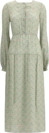 Kristina Ti Silk long Dress with foliage Womens print