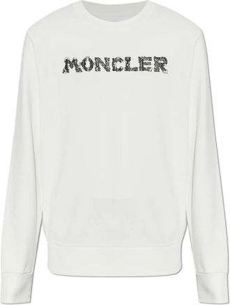 Moncler Sweatshirt met Geborduurd Logo - Heren - Sweatshirts - Wit - L - Katoen - Hoodies & sweatvesten