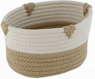 Trade Shop Trade Shop - Cesto Porta Biancheria Bicolore In Tessuto Intrecciato Cestino 20x15x11 Cm 10658