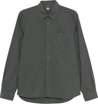 C.P. Company Poplin Longsleeve Button Shirt - Heren - Casual Overhemden - Groen - S - Katoen - Overhemden