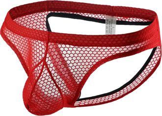 Generic Mens Jockstraps Underwear See Through Mesh G-Strings Thong Low Waist Thong Underwear Sexy Bikini Jockstrap Panties G-Strings Lingerie Bulge Pouch Brie