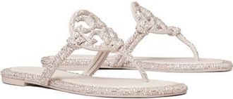 Tory Burch Miller Knotted Crystal Flip Flop in Pearl at Nordstrom, Size 8.5