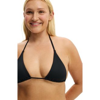 Cotton On Womens String Triangle Bikini Top in Black at Nordstrom, Size X-Large