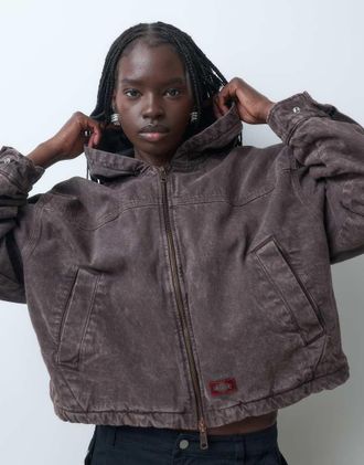 Dickies Miami giacca in denim con cappuccio marrone scuro