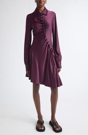 Paco Rabanne Asymmetric Long Sleeve Jersey Dress in Magenta Purple at Nordstrom, Size 42