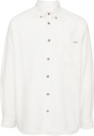 A.P.C. Mateo Logo Shirt - Heren - Casual Overhemden - Wit - M - Katoen - Overhemden