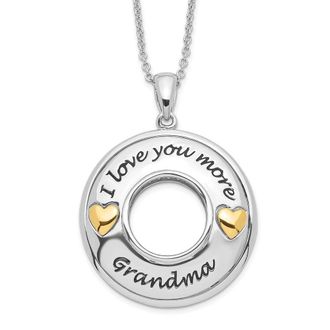 Diamond2Deal Sterling Silver Antique Cubic Zirconia I Love You More Grandma Necklace