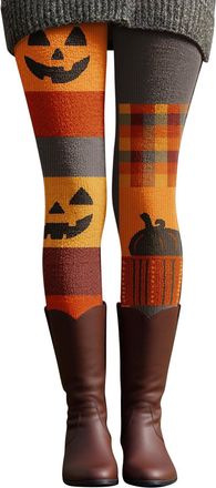 Generic Halloween Leggings for Women UK, Thermal High Waisted Legging, Warm Winter Leggings for Curvy Women, Yoga Gym Tummy Control Pants Compression Ladies L