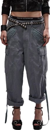 R13 Cropped Cargo Pant In Faded Steel Blue