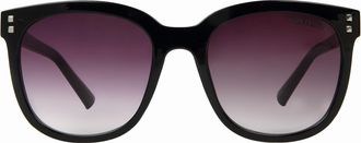 Suzy Levian Womens Black Square Lens Silver Accent Sunglasses