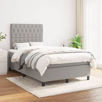 vidaXL Vidaxl - Cama Box Spring Con Colch&oacute;n Tela Gris Claro 120x200 Cm