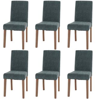 Hhg Hhg - Lote De 6 Sillas De Comedor Littau, Silla De Cocina Respaldo Alto, Tela/textil Chenilla Madera, Verde, Patas Color Natural