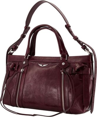 Zadig&Voltaire Womens Sunny Rider Vintage Crossbody - Zadig & Voltaire Leather Burgundy Cowhide Bags Crossbodies