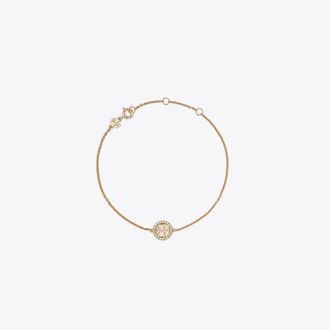 Tory Burch Womens Icon Pavé Chain Bracelet in Pink, One Size