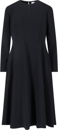 Aspesi Black Fabric Crewneck Midi Dress