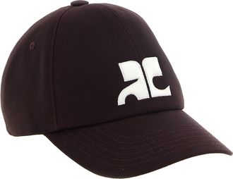 Courr&egrave;ges CO345516BM AC Logo Embroidered Baseball Cap - Bordeaux