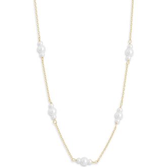 Nordstrom Rack Demi Fine Faux Pearl Station Chain Necklace in Clear- Gold at Nordstrom Rack