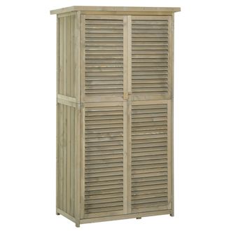 STILVORA Armario De Jard&iacute;n De Madera Con Techo Asf&aacute;ltico, Puertas De Lamas Con Cerrojo, Gris, Para Herramientas 87&times;46,5&times;160 Cm