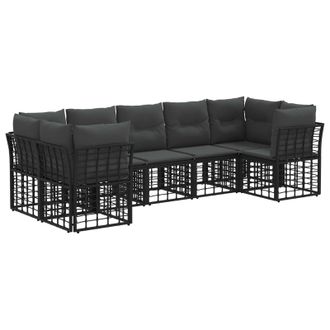 vidaXL Conjunto De Sof&aacute;s De Exterior 7 Pcs Negro Y Gris Oscuro Vidaxl
