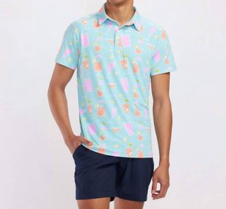 Tipsy Elves Cocktail Caddy Golf Polo In Blue Multi
