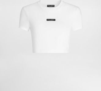 Dolce & Gabbana Jersey T-shirt With Logo - Woman T-shirts And Sweatshirts White 36