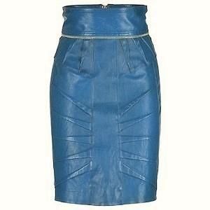 Matthew Williamson Butter-soft leather skirt in turquoise colour Size S